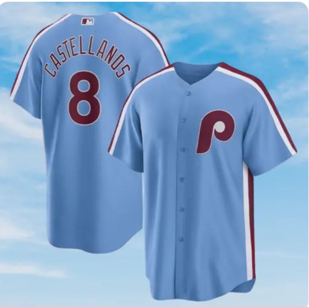 2024 MLB Men Philadelphia Phillies 8 Castellanos Nike light blue Home Limited Player Jersey